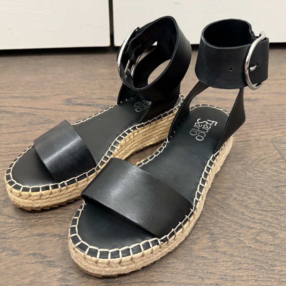 Franco Sarto Marona Womens Leather Ankle Strap Wedge Sandals